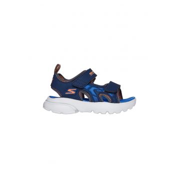Sandale cu inchidere velcro si detalii logo - Bleumarin