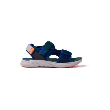 Sandale cu inchidere velcro si detaliu logo Garsen - Bleumarin