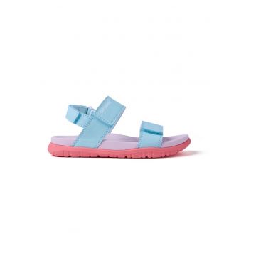 Sandale cu inchidere velcro si model uni - Albastru aquamarin