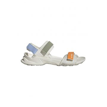 Sandale cu talpa plata si inchidere velcro Terrex Hydro - Alb/Portocaliu/Albastru lavanda/Verde feriga