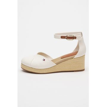 Sandale cu talpa wedge Flag - Alb
