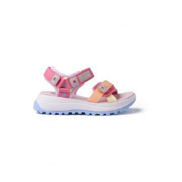 Sandale cu talpa wedge si inchidere velcro Usenge - Fucsia