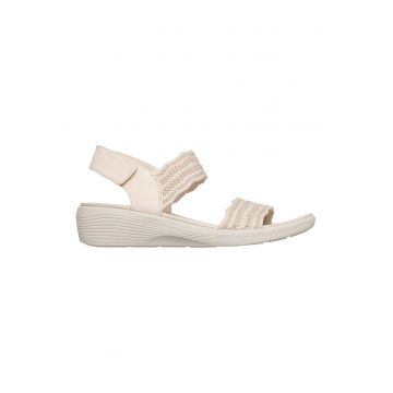 Sandale cu talpa wedge si velcro Arya - Crem