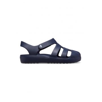 Sandale cu velcro si logo - Bleumarin