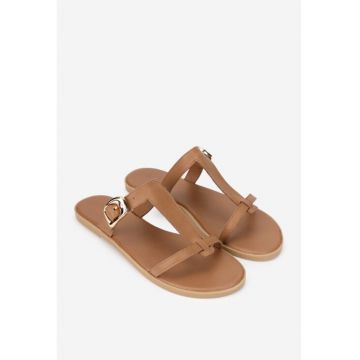 Sandale dama din piele naturala maro - 648754 - Maro deschis
