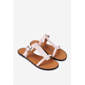 Sandale dama din piele naturala roz pudra