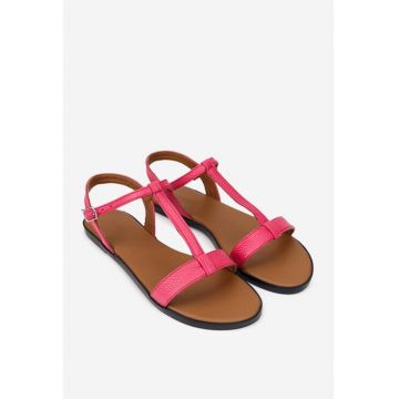 Sandale dama fuchsia din piele - Roz