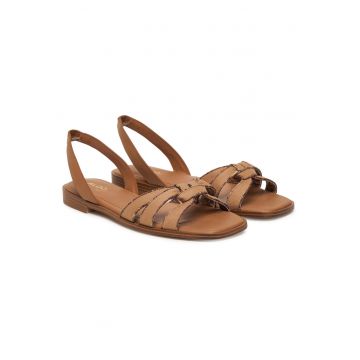 Sandale dama -  maro - material sintetic si textil