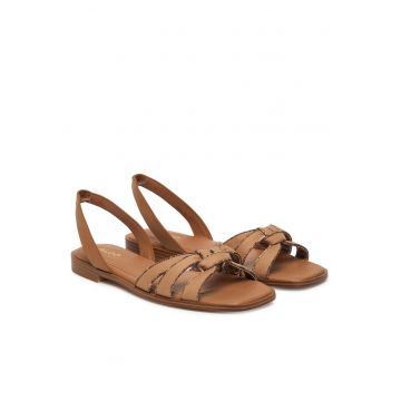 Sandale dama -  maro - material sintetic si textil