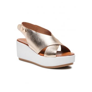 Sandale dama -  piele naturala - auriu -