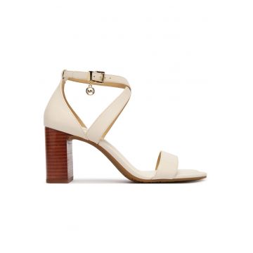 Sandale dama  piele naturala - bej - toc clasic