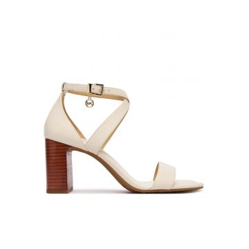 Sandale dama  piele naturala - bej - toc clasic