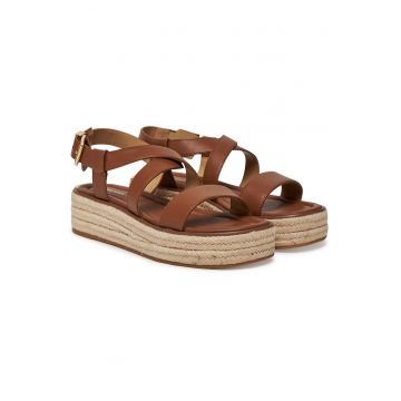 Sandale dama -  piele naturala - maro - platforma -