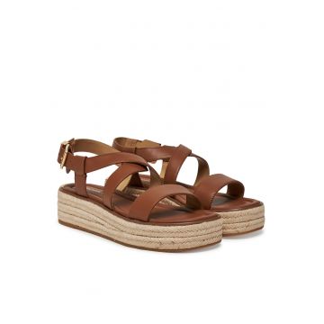 Sandale dama -  piele naturala - maro - platforma -