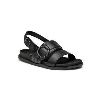 Sandale dama -  piele naturala - negru - inchidere cu catarama