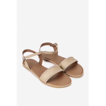 Sandale dama piele naturala taupe - Maro taupe