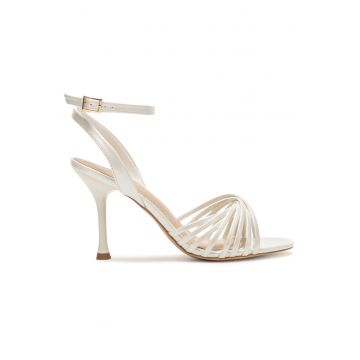 Sandale dama -  stiletto - bej - material sintetic