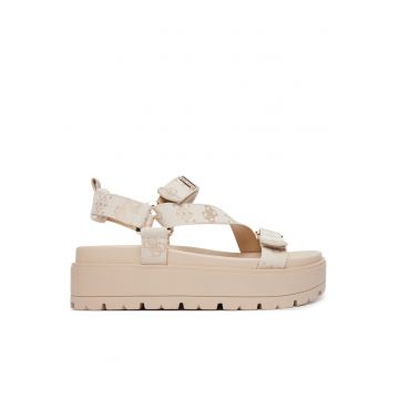 Sandale dama -  velcro - bej - textil