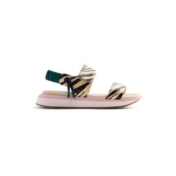 Sandale de piele cu animal print Eslov - Negru/Galben