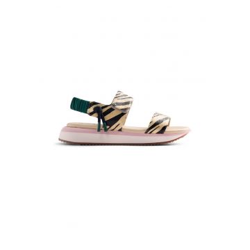 Sandale de piele cu animal print Eslov - Negru/Galben