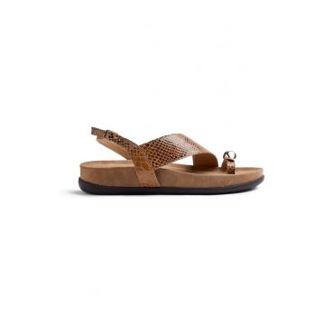 Sandale de piele cu aspect piele de reptila Tanauan - Maro