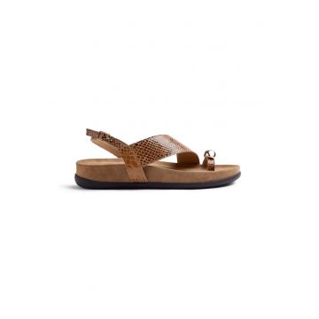 Sandale de piele cu aspect piele de reptila Tanauan - Maro