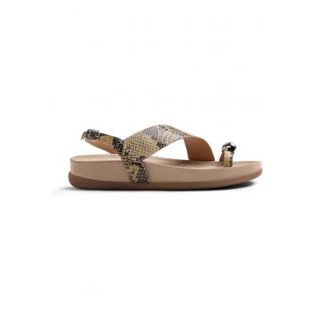 Sandale de piele cu aspect piele de reptila Tanauan - Negru/Galben deschis