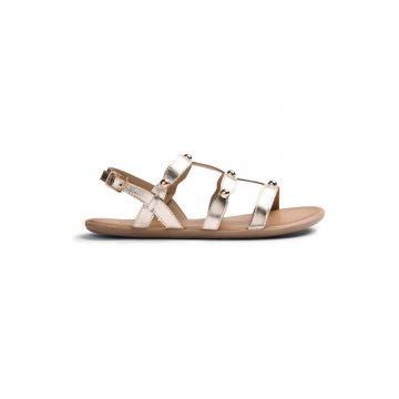 Sandale de piele cu barete metalice - Auriu platinat