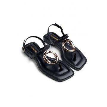 Sandale de piele cu element metalic Matuu - Negru