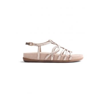 Sandale de piele cu garnituri impletite Marigat - Auriu platinat
