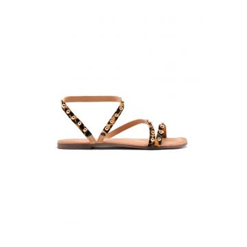 Sandale de piele cu par scurt - cu animal print Ogema - Maro inchis/Maro nisip