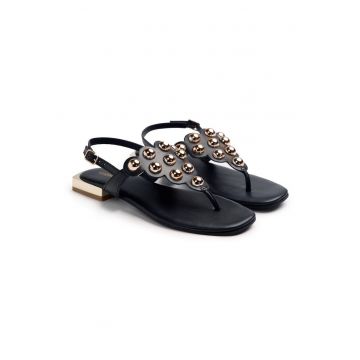 Sandale de piele cu tinte Kaduna - Negru