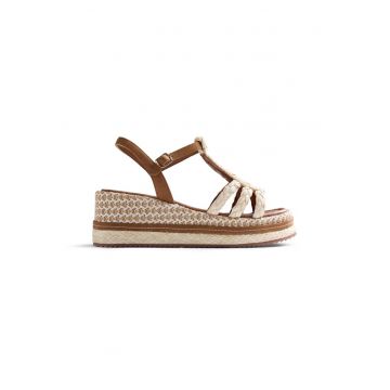 Sandale de piele ecologica cu model impletit Harcourt - Maro
