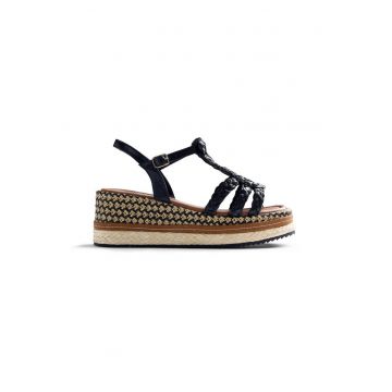 Sandale de piele ecologica cu model impletit Harcourt - Negru