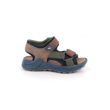 Sandale din material textil cu insertii din piele intoarsa