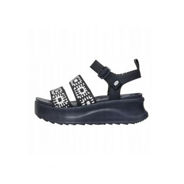 Sandale din material textil cu talpa wedge