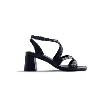 Sandale din piele cu aspect impletit Mohoro - Negru