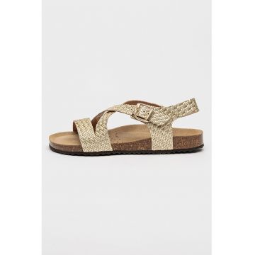 Sandale din piele cu aspect tesut Brionia - Auriu