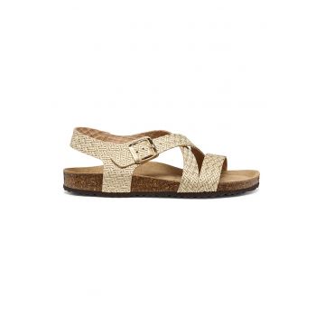 Sandale din piele cu aspect tesut Brionia - Auriu