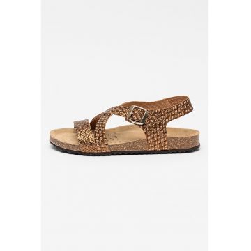 Sandale din piele cu aspect tesut Brionia - Bronz