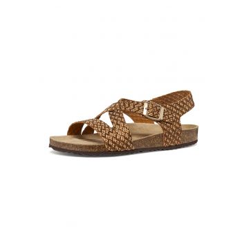 Sandale din piele cu aspect tesut Brionia - Bronz