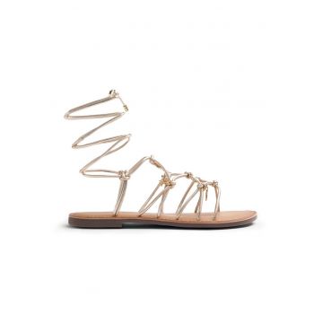 Sandale din piele cu barete multiple Sedgwick - Auriu platinat