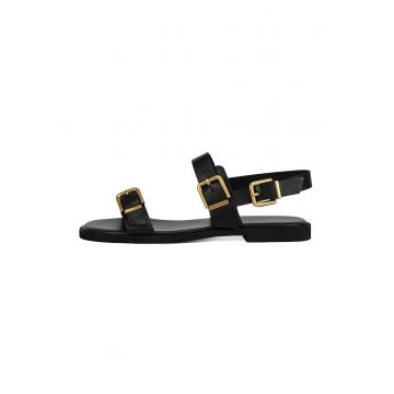 Sandale din piele cu catarame - Negru