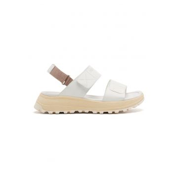 Sandale din piele ecologica cu inchidere velcro - Alb