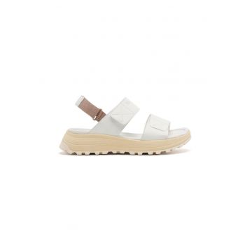 Sandale din piele ecologica cu inchidere velcro - Alb