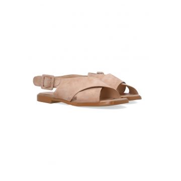 Sandale din piele intoarsa cu aspect incrucisat -
