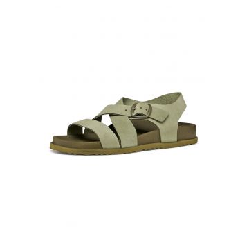 Sandale din piele intoarsa cu catarama Sandybett - Verde masliniu pal