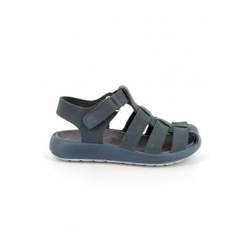 Sandale din piele intoarsa cu inchidere velcro - Albastru prafuit