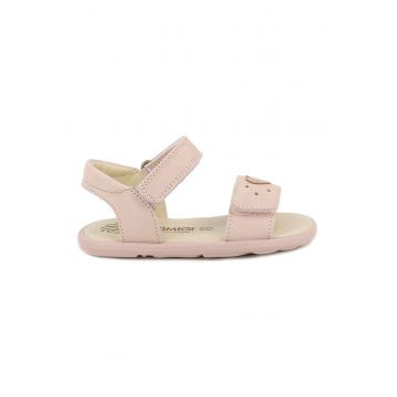 Sandale din piele intoarsa cu varf decupat - Roz pal