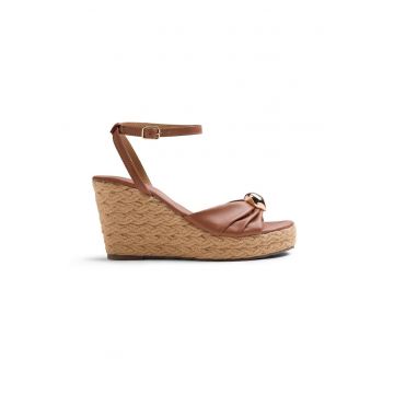 Sandale-espadrile de piele cu platforma wedge Soudan - Maro
